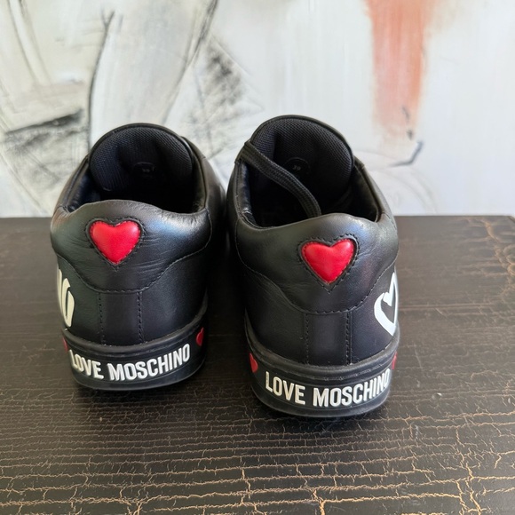 Moschino Black Sneakers with Red Heart Detail - Picture 3 of 13